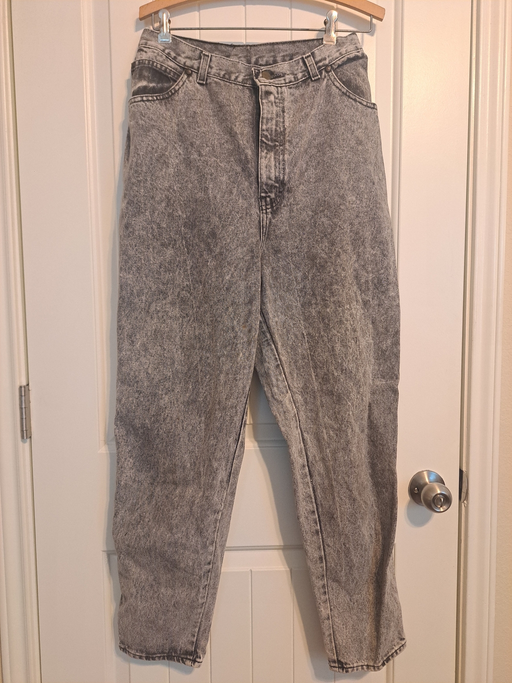 Vtg 80s PS Gitano Gray Acid Wash Mom Jeans High Rise Tapered 32